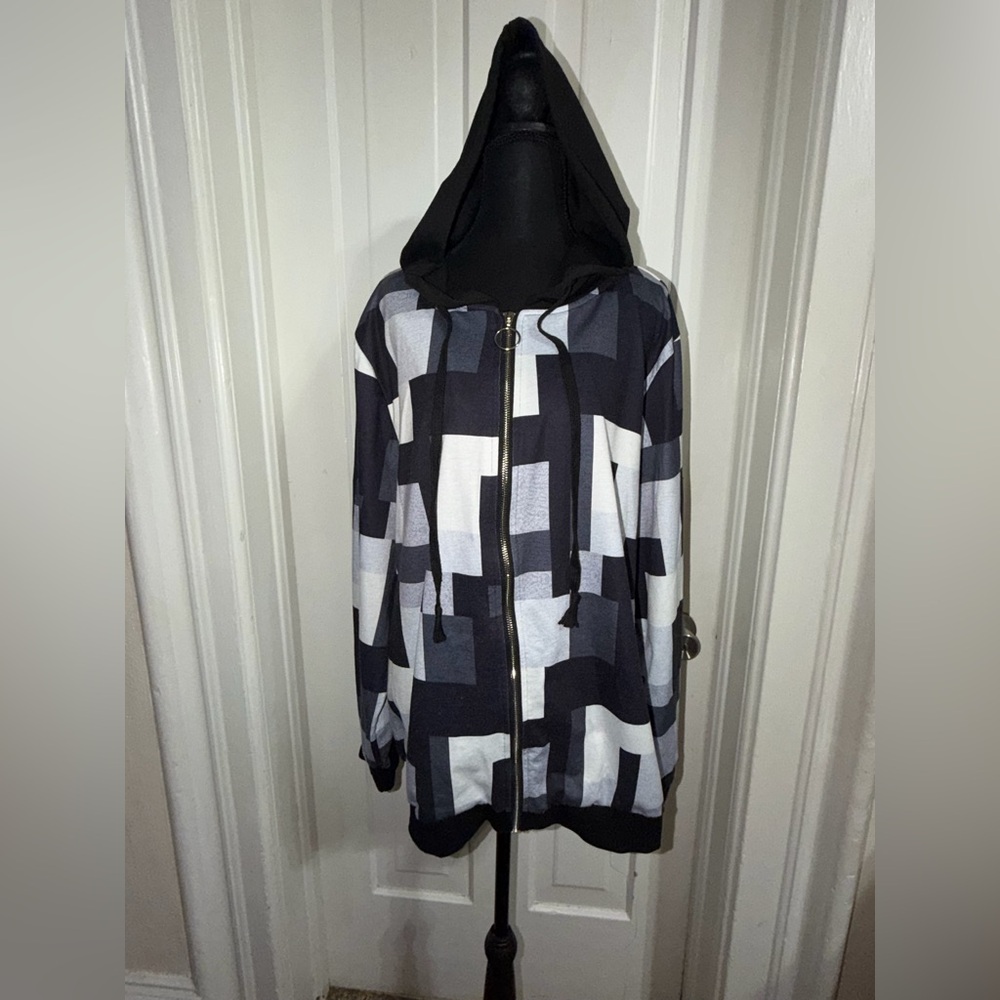 Geometric Black and White Women's Jacket